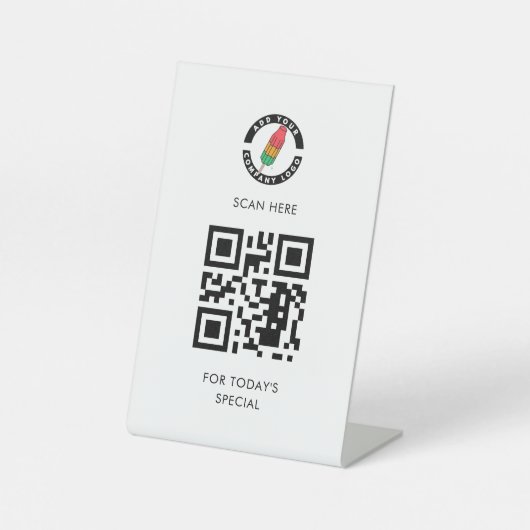 Sondermenü zum Hinzufügen von Logos und QR-Codes Sockelschild (Vorderseite)