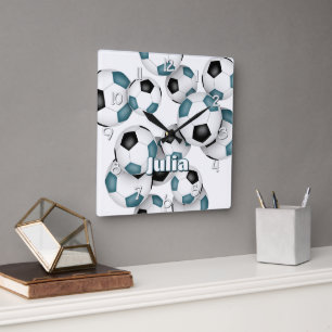 Sondername aquamariner Schwarzfußball Quadratische Wanduhr