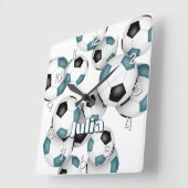 Sondername aquamariner Schwarzfußball Quadratische Wanduhr (Winkel)