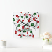 Sondername des Athleten Rot-Grün-Fußball Quadratische Wanduhr (Zuhause)