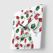 Sondername des Athleten Rot-Grün-Fußball Quadratische Wanduhr (Winkel)