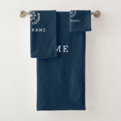 Sondername des Schiffes, Navy Blue Bath Handtuch Badhandtuch Set (Insitu)