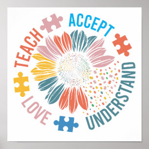 Sonderpädagogik SPED Lehrer Autismus Sonnenblume Poster