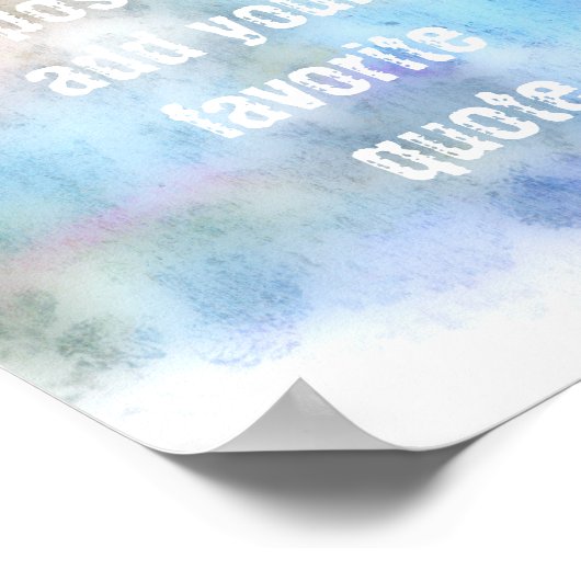 Sonderposter fügen Sie Ihr eigenes Zitat blaue Was Poster (Ecke)
