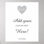 Sondertext für Hochzeitszeichen, Silberherz für Gl Poster (Vorne)