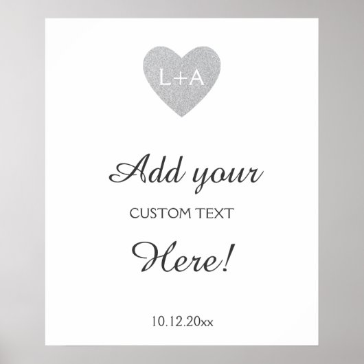 Sondertext für Hochzeitszeichen, Silberherz für Gl Poster (Vorne)