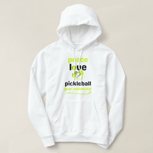 Sondertext Pickleball Frieden und Liebe Hoodie (Design vorne)