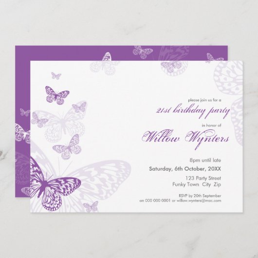 SONDERVERANSTALTUNG ERSUCHT:: Schmetterlinge 3L Einladung (Vorne/Hinten)