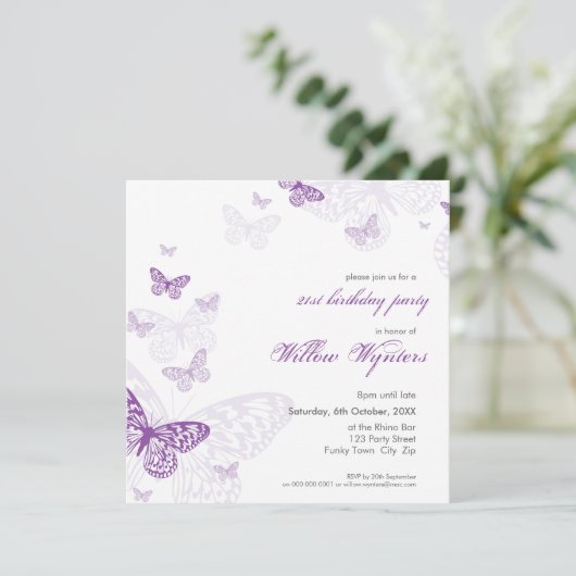 SONDERVERANSTALTUNG ERSUCHT:: Schmetterlinge 3SQ Einladung (Stehend Vorderseite)