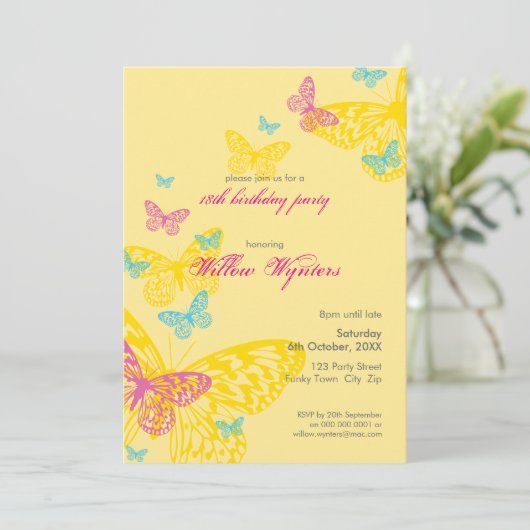 SONDERVERANSTALTUNG ERSUCHT:: Schmetterlinge 6P Einladung (Stehend Vorderseite)