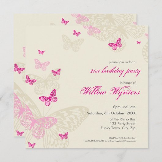 SONDERVERANSTALTUNGEN:: Schmetterlinge 4Q Einladung (Vorne/Hinten)