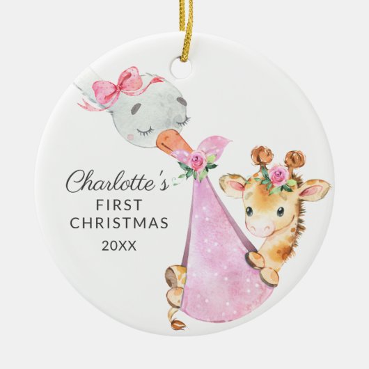 Sonderversand Baby's First Christmas Giraffe Keramik Ornament (Vorne)