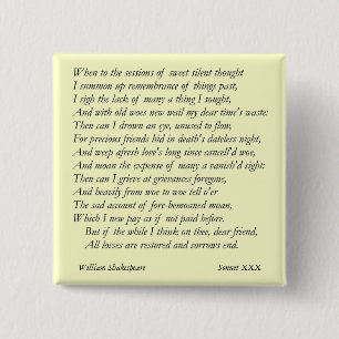 Sonett # 30 durch William Shakespeare Button