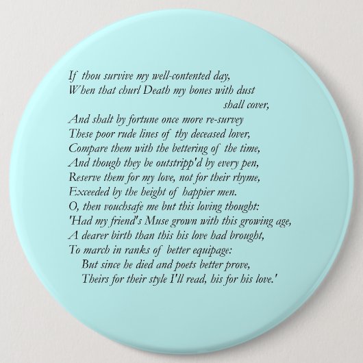 Sonett # 32 durch William Shakespeare Button (Vorderseite)