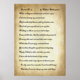 Sonett-Nr. 29 durch William Shakespeare Poster