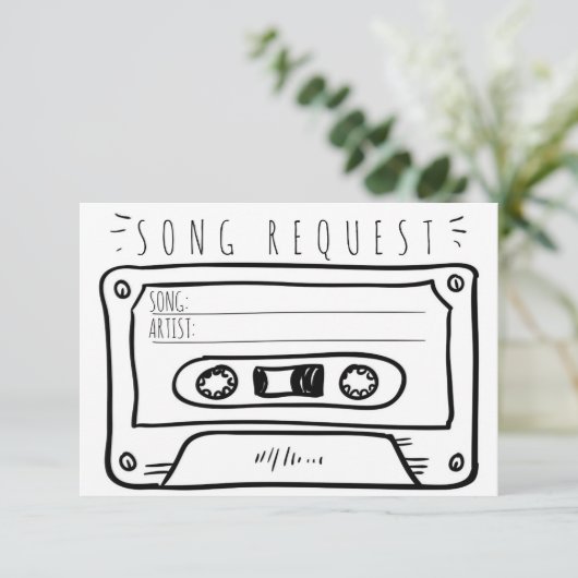Song Anfrage Hochzeit RSVP Einsteckkarte Cassette (Stehend Vorderseite)