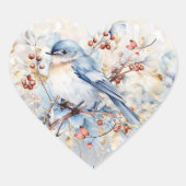 Song Bird & Berries Herz-Aufkleber (Vorderseite)