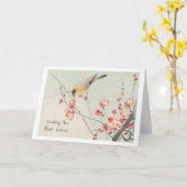 Song Bird Japanisch Rosa Blossom Gruß Karte (Gelbe Blume)