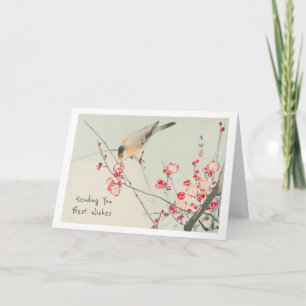 Song Bird Japanisch Rosa Blossom Gruß Karte