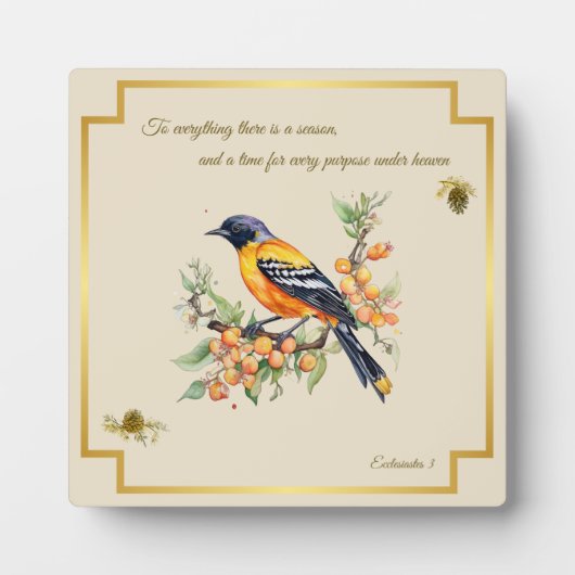 Song Bird Oriole Plaque Ecclesiastes 3 Fotoplatte (Vorderseite)
