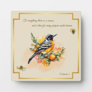 Song Bird Oriole Plaque Ecclesiastes 3 Fotoplatte