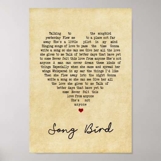 Song Bird Vintages Herz - Lyrik Lido Lyrica Kunstv Poster (Vorne)