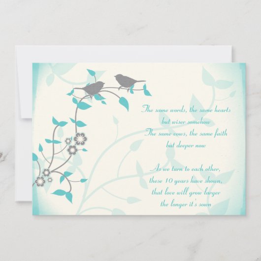 Song Birds Hochzeitstag Vow Renewal Einladung (Vorderseite)