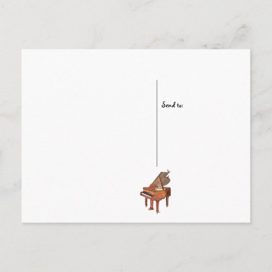 Song Birds on Grand Piano Watercolor Postkarte (Rückseite)