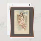 Song-Little Girl mit Harp Postkarte (Vorne/Hinten)