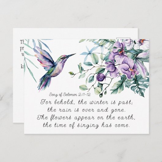 Song of Solomon 2:11-12 Hummingbird Flowers Bible Postkarte (Vorne/Hinten)