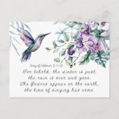 Song of Solomon 2:11-12 Hummingbird Flowers Bible Postkarte (Vorderseite)