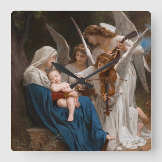 Song of the Angels by William-Adolphe Bouguereau Quadratische Wanduhr (Vorderseite)