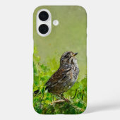 Song Sparrow Bird Painting Individuelle Name Case-Mate iPhone Hülle (Rückseite)