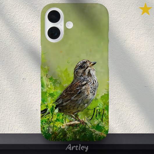 Song Sparrow Bird Painting Individuelle Name Case-Mate iPhone Hülle