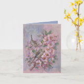 Song Sparrow- handbemalt Karte (Gelbe Blume)