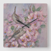 Song Sparrow Quadratische Wanduhr (Vorderseite)