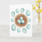 Song Thrush Eggs Grußkarte Karte (Gelbe Blume)