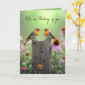 Songbird auf einem Zaun Post Denken Sie an Sie Karte (Gelbe Blume)