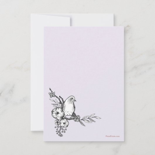 Songbird Bereavement Dankeschön Karte (Rückseite)