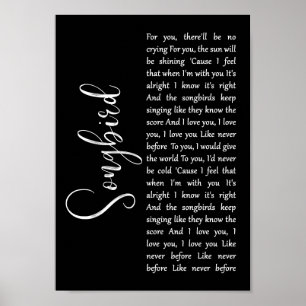 Songbird Black Script Song Lyrica Mauer Kunstdruck Poster