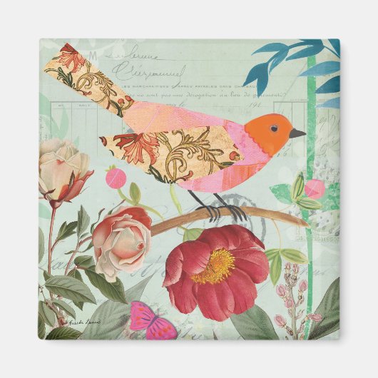 Songbird im Collage-Stil Magnet (Vorne)