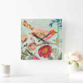 Songbird im Collage-Stil Quadratische Wanduhr (Zuhause)