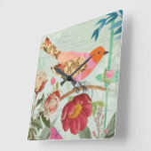 Songbird im Collage-Stil Quadratische Wanduhr (Winkel)