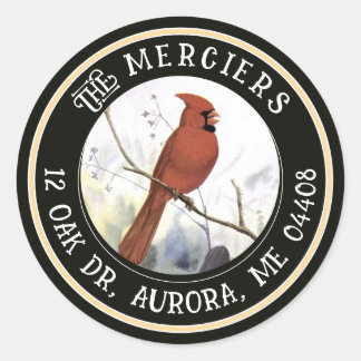 Songbird Metallic Gold Black Rücksendeadresse Runder Aufkleber