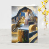 Songbird mit amerikanischer Flagge Karte (Gelbe Blume)