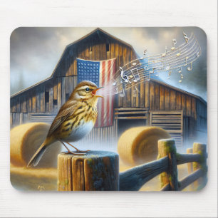 Songbird mit amerikanischer Flagge Mousepad