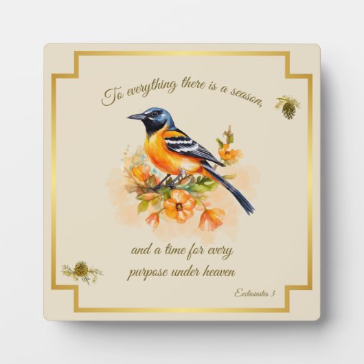 Songbird Oriole Plaque Ecclesiastes 3 Fotoplatte (Vorderseite)