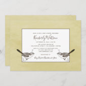 Songbird Pair Babydusche | Gelbe Aufforderung Einladung (Vorne/Hinten)