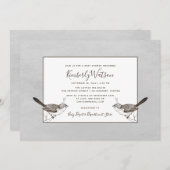 Songbird Pair Babydusche | Graue Einladung (Vorne/Hinten)