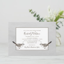 Songbird Pair Babydusche | Graue Einladung